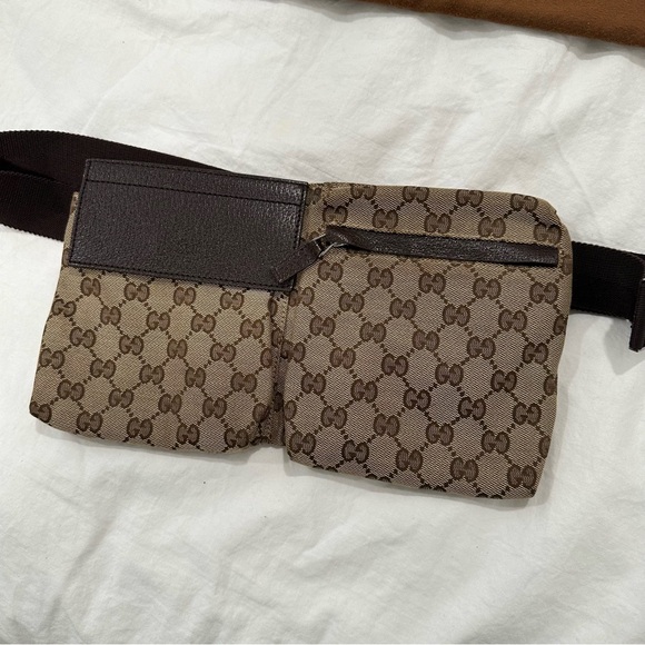 Authentic Gucci Brown Monogram Canvas Waist Bag Fanny Pack Bum Bag - Picture 5 of 13